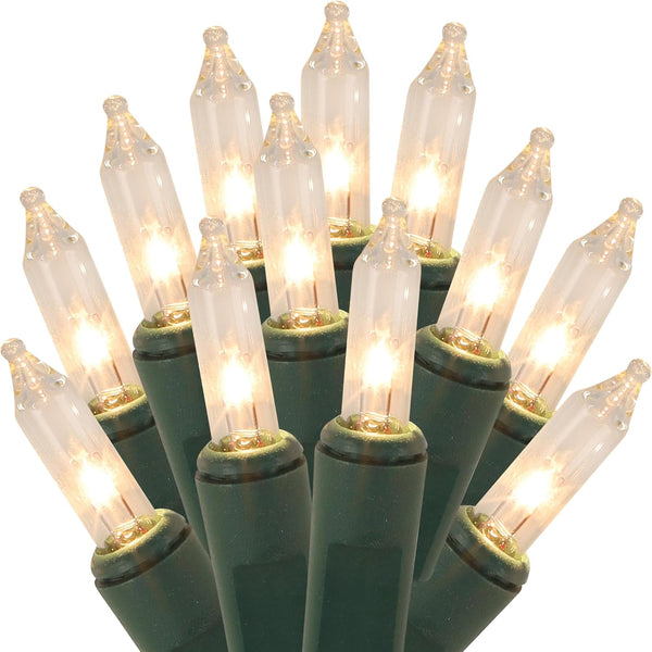 Watereem 2 Pack Clear Christmas String Lights, 100 Count Each, Incandescent Mini Christmas