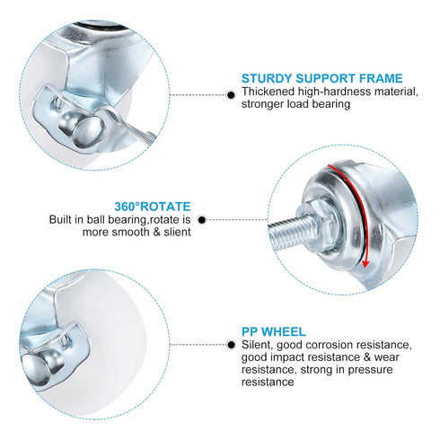 1.5 Inch M8 (4 4 PATIKIL Stem Casters Wheels, Wire Shelf Caster Threaded Swivel Wheels for Furniture Wire Shelving