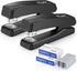 IMLIKE Desktop Office Stapler with 2000 staples, Half Strip, 25 Sheets Capacity, Metal Construction, Black, 2-pack
