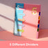 CAGIE Pink Spiral Notebook 8.5 x 11 with Dividers 220 Pages 5 Subject Notebook with Tabs Hardcover A4 Spiral Bound Journal for School Note Taking Work Organization