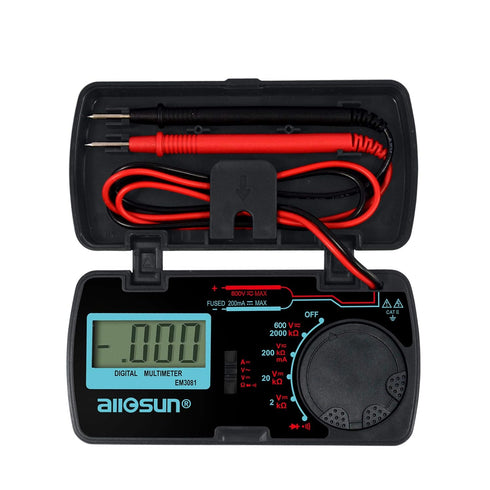 ALLOSUN Digital Multimeter/DMM/Multi Tester, Pocket Size Amp/Ohm/Volt Meter, Diode and Continuity Test