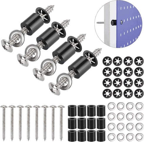 43 Set (172Pcs) Pegboard Mounting Kit - Installation Hardware with Screws, Spacers, Washers for 1/8 and 1/4 Inch