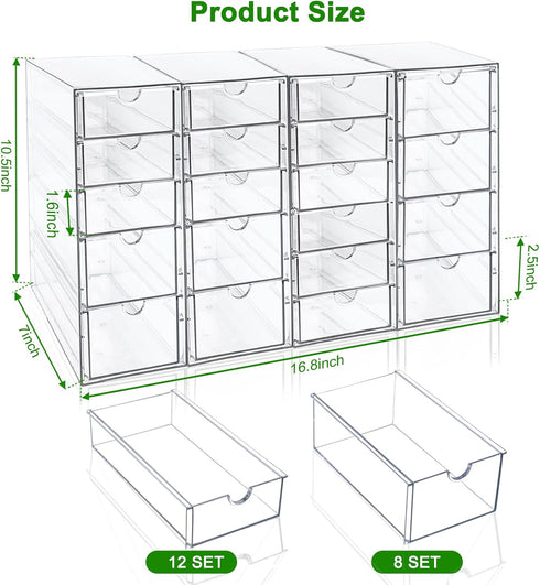 Makeup Organizer with 20 Drawers, 4 Set Clear Acrylic Storage for Desktop Office Supplies, Hair Accessories