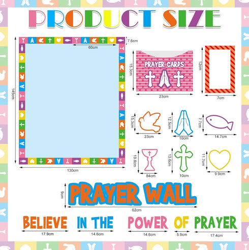 Geelin 184 Pcs Prayer Wall Bulletin Board Set Cork Board Religious Decor Rainbow Christian Bulletin Board Sets Sunday School Decorations for Classroom School Church Home Blackboard Chalkboard Wall by Geelin