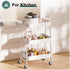 Generic 3 Tier Rolling Cart, Metal Utility Cart with Lockable Wheels - Kitchen Bathroom Organizer - White