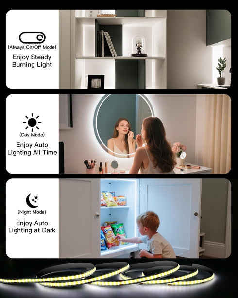 2 Pack 5000mAh 13FT Closet Counter Under Cabinet Lighting Wireless, COB Motion Sensor Led Light Strips Indoor
