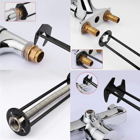 Basin Wrench Set, 2 PCS, 7 Sizes Universal Under Sink Plumbers Multifunctional Carbon Steel Faucet for Kitchen Bathroom