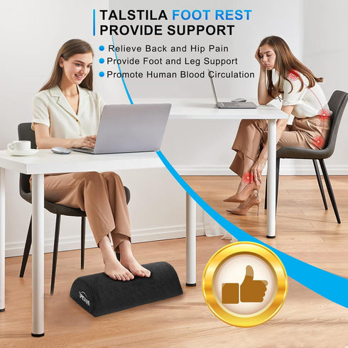 Foot Rest for Under Desk at Work, Ergonomic Foam Footrest with Warm Plush Feet Pocket for Office Chair