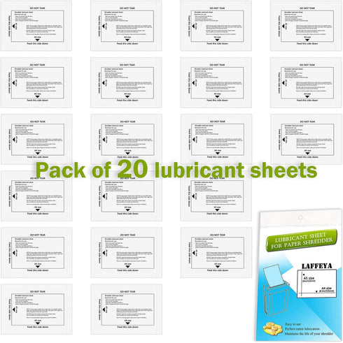 Shredder Lubricant Sheets & Cleaning Sheets for Paper Shredders (20 Count)