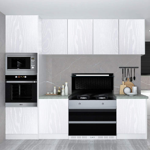 Livelynine White Peel and Stick Wallpaper Wood Contact Paper for Cabinets Adhesive Wood Grain Vinyl Wrap for Kitchen Furniture Textured Thick Wood Countertop Waterproof Wall Paper Bathroom 15.8x78.8 by Livelynine