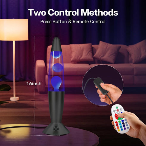 Biulazyda 16" 17 Black LED Liquid Motion Lamps, Colors Changing Lamp with Remote, Mood Night Light for Kids Adults