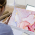 Legal-Size Binder for 8.5 x 14 Paper, 3 Ring Binder, 1 Inch, Landscape with Elastic Cord, Pink Marble