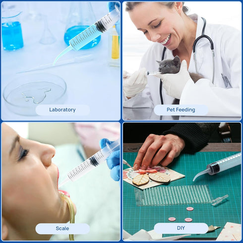 JMU 10 Pcs Dental Irrigation Syringe with Curved Tip, 12cc Wisdom Teeth Syringe for Dental Care Lab