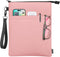 Book Sleeves with Zipper, Travel Book Protector Pouch for Paperbacks & Hardcovers, Washable Carry Case, Pink