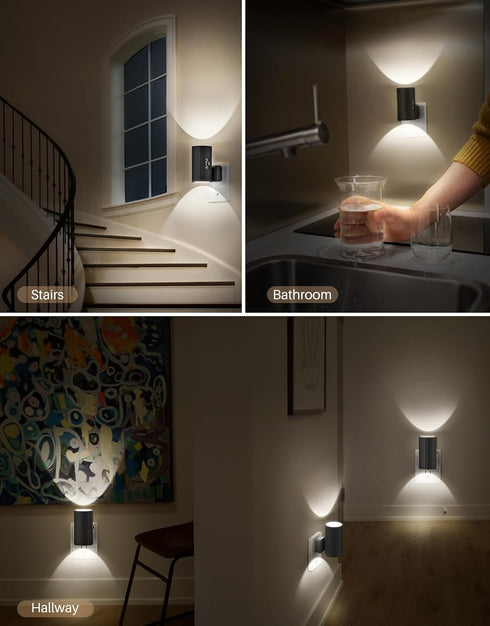 0-100LM 5000K 2Pcs Dimmable Night Lights Plug into Wall, LED Plug in Night Light with Light Sensor, Adjustable