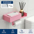 Zzaki Pink Toilet Paper Holder with Shelf & Storage Wall Mount Adhesive or Screw Installation Wipes Dispenser and Phone