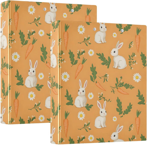 EFEWOI 3 1.5 Inch 200 Rabbit Carrot Pattern Ring Binder with Clipboard Round Rings Binder Folders Organizer for School