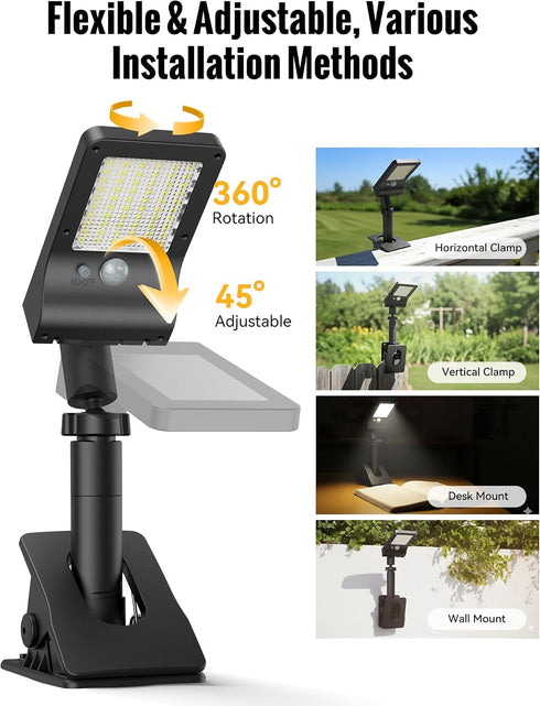 350LM 1200mAh 3 360 Mailbox, Clip On Solar Lights Outdoor, Solar Motion Sensor Clamp Light with Battery, Modes