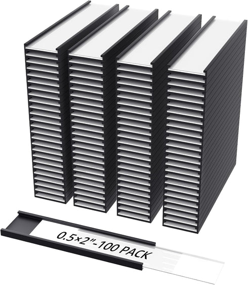 MaxGear 100 Pack C Channel Magnetic Label Holders, 0.5x2 Magnetic Labels for Locker, Shelf, Tool Box, Home, Office