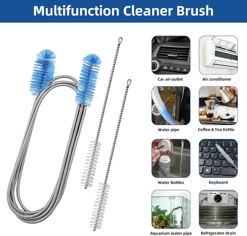Flexible Drain Brush, 73 Inch Long Double Ended Hose Pipe Cleaners with 4 Pack 8 Inch Straw Cleaner Brush
