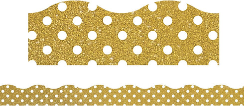 Gold Shimmer with White Polka Dots - Clingy Thingies Borders