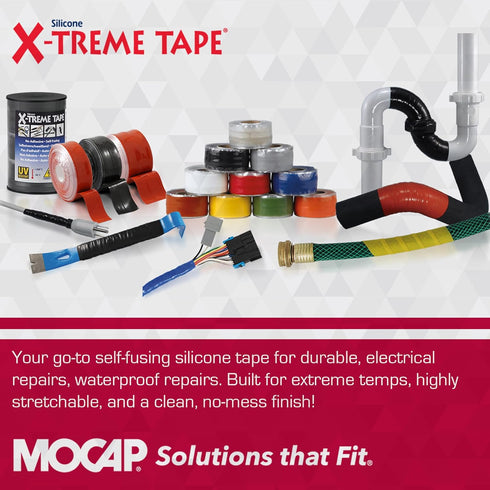 X-Treme Tape MOCAP Heavy Duty Electrical Tape, Self-Fusing Silicone Rubber, 1" x 10ft Roll, Black