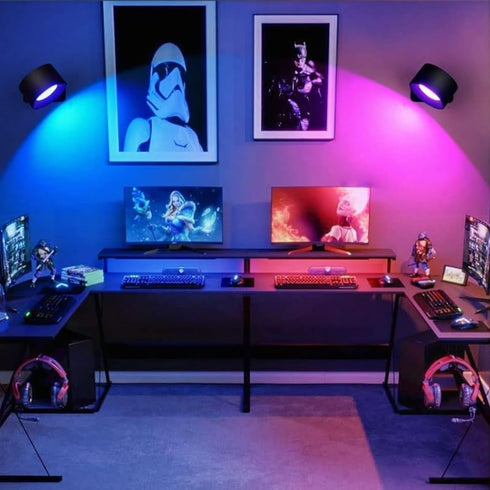 Set 2, Dimmable 5000mAh Lightess Smart LED Wall Sconces of Wall Mounted Lamp with RGB Mode & APP Control, Rechargeable
