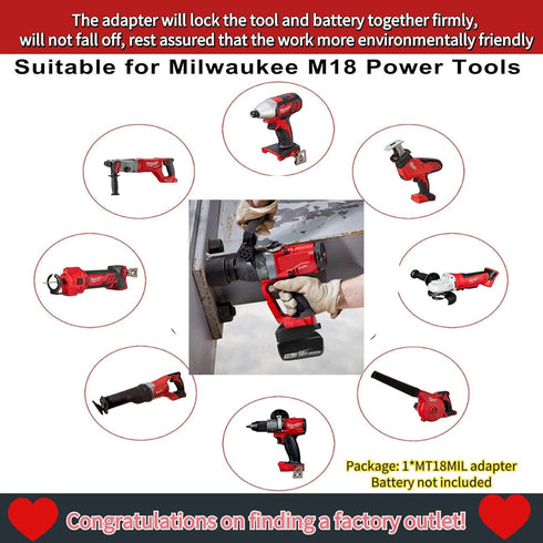 Makita to Milwaukee Battery Adapter, MT18MIL Compatible for Makita 18V Lithium-ion Battery to Milwaukee M18 Tools