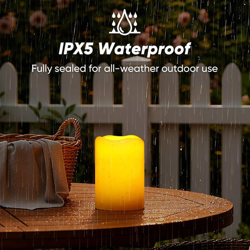 4"x6", Homemory Large Solar Candles Outdoor Waterproof, Dusk to Dawn, Solar Powered Flameless Candles for Outdoor