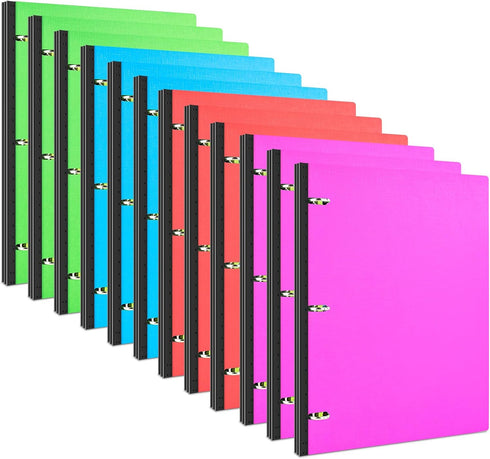 INFUN Telescoping 3 Ring Binder - 12 PCS Portable Plastic Binder for 8.5" x 11" Paper
