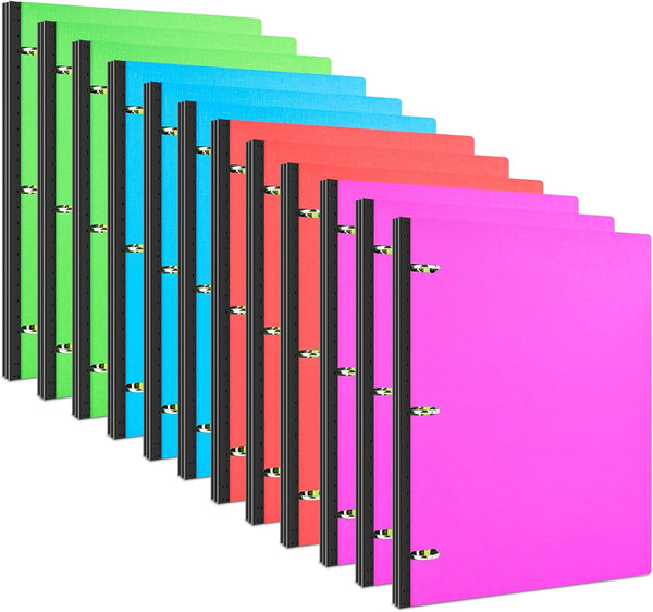 INFUN Telescoping 3 Ring Binder - 12 PCS Portable Plastic Binder for 8.5" x 11" Paper