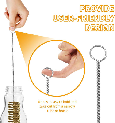 7pcs Brass Wire Tube Brushes, 11 Inch Long Wire Brushes for Cleaning Tubes, Bottles, Keyboards