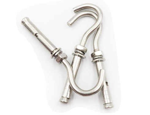 LBY 10pcs Expansion Anchor Bolt Open Cup Hooks - M6 Heavy Duty Bolts, Stainless Steel Hardware Tool