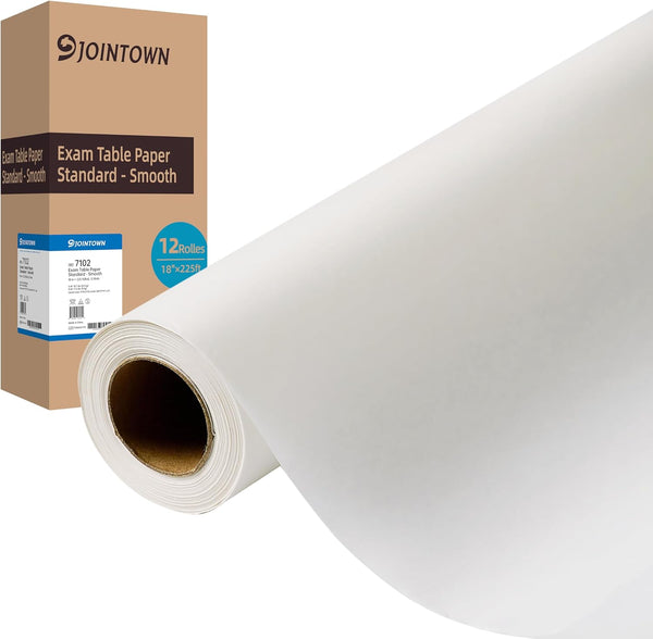 Jointown Exam Table Paper, Premium Smooth 18" X 225ft, 12 Rolls, Medical Exam Paper for Doctor's Offices