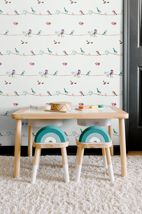 NextWall Colorful Sweet Tweet Peel and Stick Wallpaper