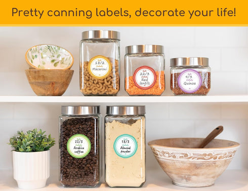 Mason Jar Lid Labels - Removable Canning Label, Waterproof Write-On Meal Prep Label for Food Container, 90pcs