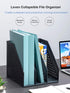 Leven Collapsible Magazine File Holder, Desk Organizer with 3 Vertical Compartments, Dark Grey