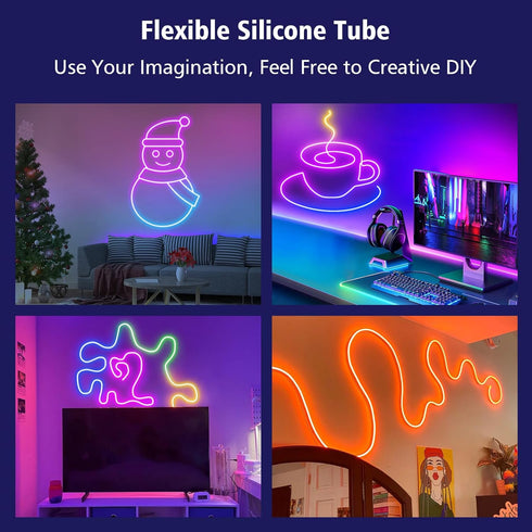 16.4Ft DBFAIRY Smart Neon Rope Light, RGB Color Changing IC Neon Rope Lights with App Remote Music Sync, Silicone