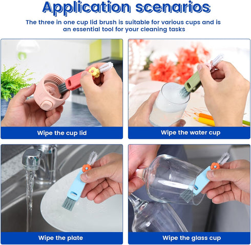 BXUYAOXMC 24 Pack 3 1 180 in Cup Lid Cleaning Brush, Rotatable Bottle Brush Gap Cleaner, Multifunctional Hangable
