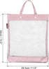 PATIKIL Nylon Document Bag with Handle, Mesh Transparent Handbag for Office Business, Pink