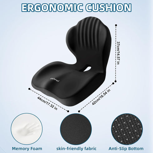 Lizjarol Seashell Seat Cushion - Memory Foam Cushion for Office Chair, Car Seat, Airplane - Sciatica & Hip & Coccyx