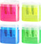 Cretty-Meet 4 PCS Handheld Pencil Sharpeners with Lid, Multicolor Dual Hole Manual Little