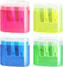 Cretty-Meet 4 PCS Handheld Pencil Sharpeners with Lid, Multicolor Dual Hole Manual Little