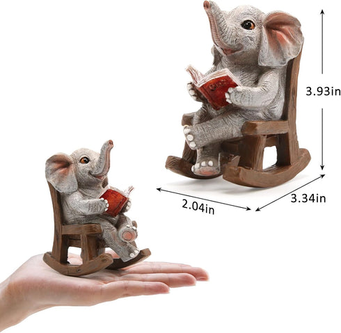 Garden Statues Elephant Decor Outdoor Sculpture Lucky Miniature Elephant Statue Solar Garden Decor for Patio,Porch,Home Yard Decor Halloween Elephant Gifts for Mom,Women, 2.04"x3.34"x3.93"