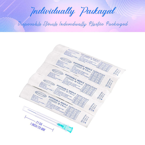 SHAOTONG 21 Gauge 1 Inch Luer Lock Accessories Disposable Lab Supplies, Pack of 100