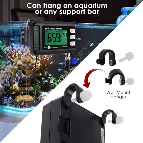 2 in 1 Temperature pH Monitor Meter Tester, 0~14.0 pH Automatic Buffer Recognition for Hydroponics and Water Testing