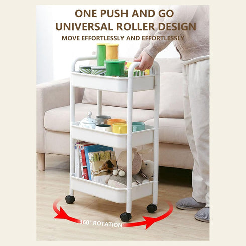 Rolling Carts with Wheels, Rolling Storage Cart with Handle and Lockable Wheels, Storage Cart On Wheels for Office
