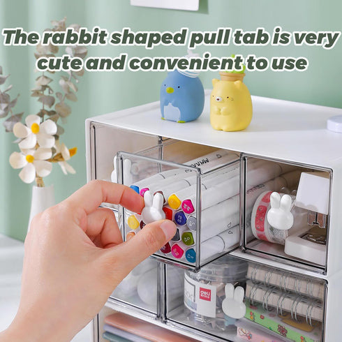 Plastic Desk Organizer with 6 Drawers, 3 Tier Stackable Desktop Organizer Drawers Storage for Office (H 6.5in)