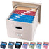PRANDOM File Organizer Box - 1 Set of Collapsible Decorative Linen Storage with Lids for Letter/Legal Size, Light Grey