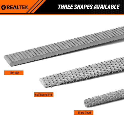 3-Piece Wood Rasp File Set 12" with 4" Rubber Grip, T12 High Carbon Files for Woodworking Manual Cutting